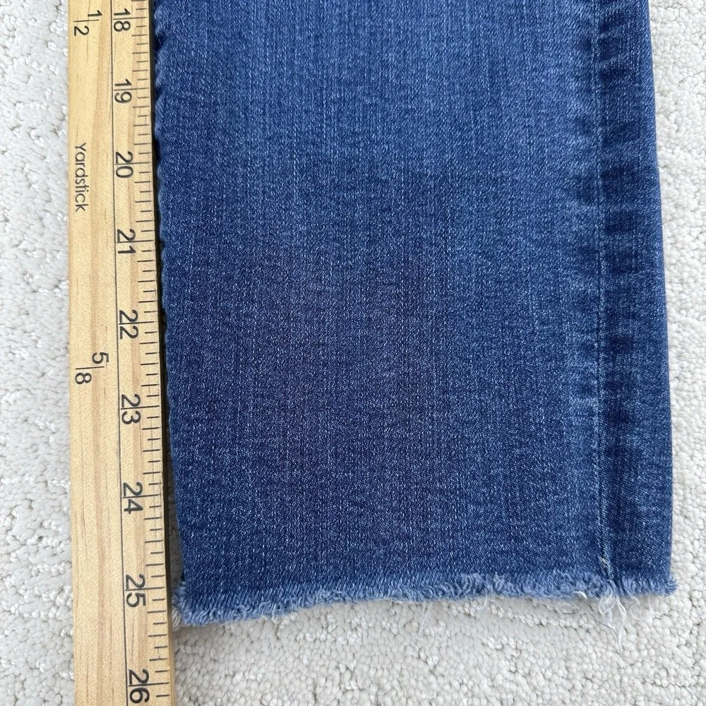 Edwin‎ Womens Slim Straight Jeans 29X25 Blue Raw Hem Stretch $180
